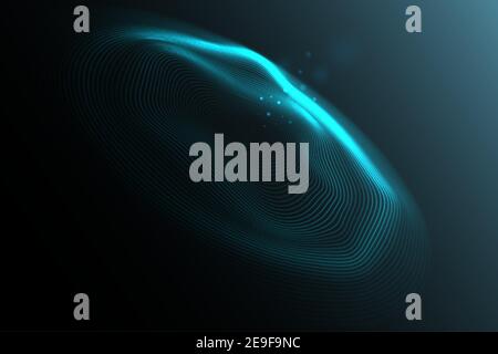 Sound wave visualization. Abstract flowing wave surface of circle lines. Technology, big data, science. Stock Vector