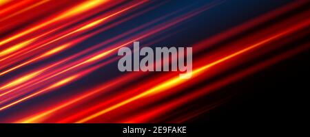 Glowing line banner. Gaming background. Light and stripes moving fast. Stock Vector