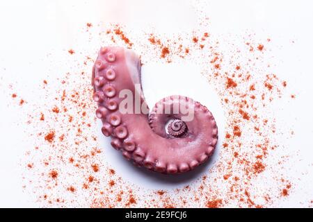 tentacles of stew octopus isolated on white background Stock Photo - Alamy