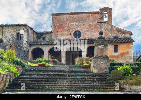 The ancient convent and the Capuchin church in Montorio al Vomano. Province of Teramo, Abruzzo, Italy, Europe Stock Photo