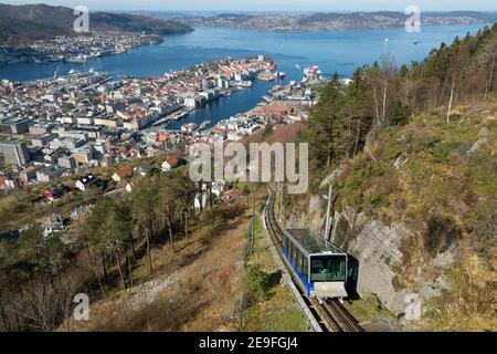 Fløibanen funicular railway, Bergen, Norway. Stock Photo