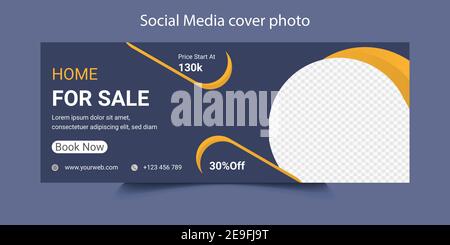 Real Estate Social Media Facebook Cover photo Template design Stock Vector