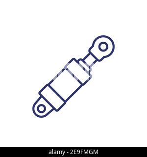 Hydraulic cylinder icon on white, line vector Stock Vector