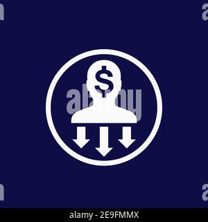 reduce labor cost icon in circle Stock Vector