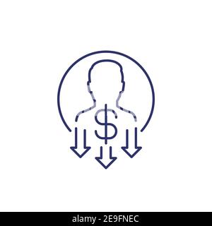 reduce labor costs line icon Stock Vector