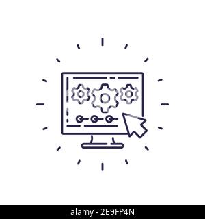 data processing, line vector icon Stock Vector