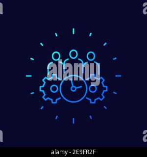 management, team effectiveness line icon Stock Vector