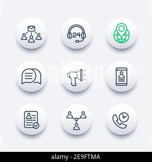 communication, media and social line icons, vector Stock Vector