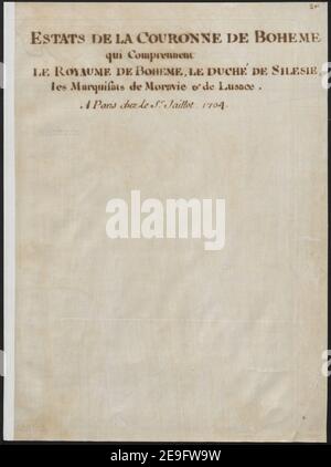 ESTATS DE LA COURONNE DE BOHEME qui comprennent LE ROYAUME DE BOHEME, LE DUCHEÃÅ DE SILESIE, LES MARQUISATS DE MORAVIE et DE LUSACE subdivises en leur principales parties.  Author  Jaillot, Alexis Hubert 89.7. Place of publication: A PARIS Publisher: Chez le S.r JAILLOT Geographe du Roy jognant les grands Augustins, aux 2 Globes, Avec Privilege du Roy, Date of publication: 1704.  Item type: 1 map Medium: copperplate engraving, hand colour in outline Dimensions: 44 x 63 cm  Former owner: George III, King of Great Britain, 1738-1820 Stock Photo