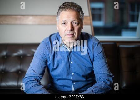 Portraits of Mark Goodier, founder and boss at Wise Buddah production company, and formerly a DJ with BBC Radio 1 (Images taken in the studios of Wide Stock Photo