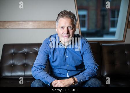 Portraits of Mark Goodier, founder and boss at Wise Buddah production company, and formerly a DJ with BBC Radio 1 (Images taken in the studios of Wide Stock Photo