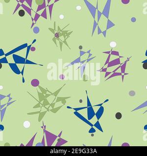 Abstract sharp colorful green purple blue seamless repeat vector pattern surface design Stock Vector