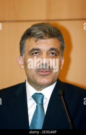 Turkish Foreign Minister Abdullah Gul attends a conference at IFRI about relationships between Turkey and EU, in Paris, France, on September 14, 2006. Photo by Nicolas Chauveau/ABACAPRESS.COM Stock Photo