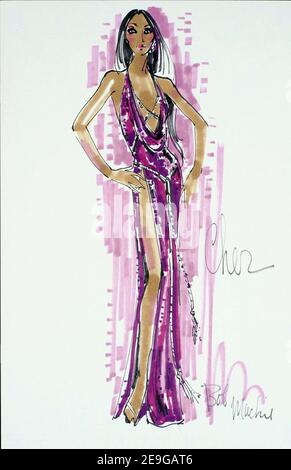 Cher's private collection to be auctioned at Sothebys. Bob Mackie Wing Dress Design Sketch. Est. $3/500. Los Angeles, CA, USA, on September 29, 2006. Photo by Lionel Hahn/ABACAPRESS.COM Stock Photo