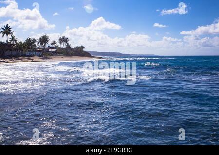 Beautiful seascape with ocean on a sunny day along northern coast of Puerto Rico