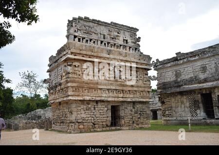 The House of Mysterious Writing Akab Dzib in the Las Monjas complex, La Iglesia, from Chichen Itza, Yucatan, Mexico Stock Photo