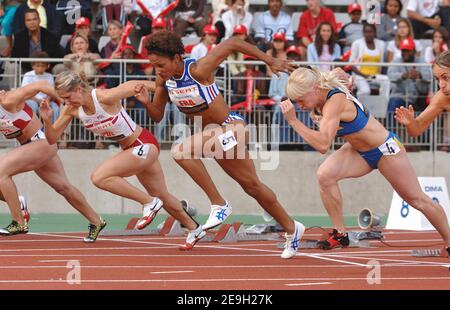 France's Christine Arron competes on Women's 100m the Decanation, at the Charlety Stadium, in Paris, France, on August 26. Photo by Christophe Guibbaud/CAMELEON/ABACAPRESS.COM Stock Photo