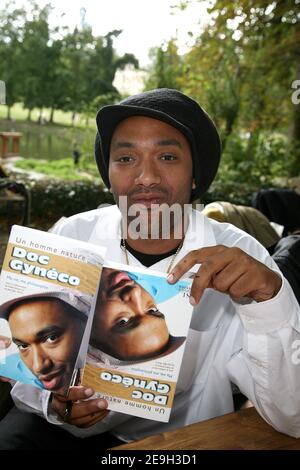 French singer and writer Doc Gyneco poses during the 'Foret des Livres' writers meeting at Chanceaux Pres Loches, France, organized by French author Gonzague Saint-Bris on August 27, 2006 Photo by Denis Guignebourg/ABACAPRESS.COM Stock Photo