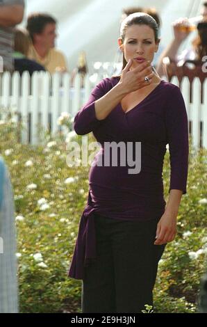 Pregnant presenter Kirsty Gallagher during the AllStars Golf Tournament in Newport, Wales on August 27, 2006. Photo by Stuart Morton/ABACAPRESS.COM Stock Photo