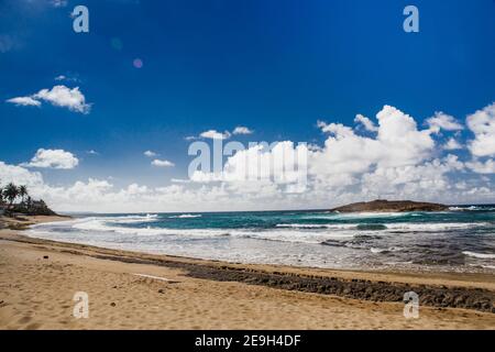 Beautiful seascape with ocean on a sunny day along northern coast of Puerto Rico