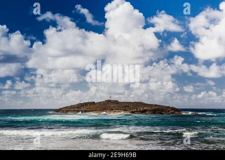 Beautiful seascape with ocean on a sunny day along northern coast of Puerto Rico Stock Photo