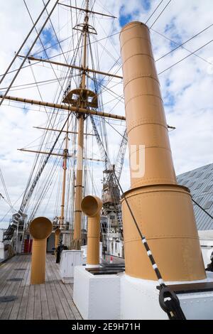 Steam funnel funnels, rigging & mast on upper deck of HMS Warrior ...
