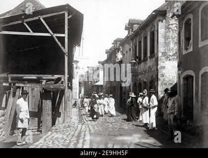 Late 19th century photograph - A street in St. Pierre, Martinique, West Indies, c.1900 Stock Photo