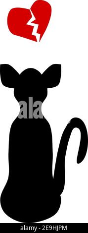Sad black cat vector art Stock Vector