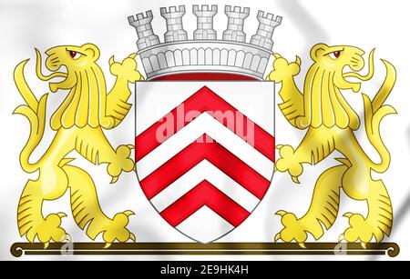 3D Flag of Lier (Antwerp), Belgium. 3D Illustration. Stock Photo