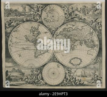 Nova totius Terrarum Orbis tabula, ex officina F. de Wit.  In hemispheres on the stereographic projection  Map information:  Title: Nova totius Terrarum Orbis tabula, ex officina F. de Wit. [In hemispheres on the stereographic projection] 4.12.   Former owner: George III, King of Great Britain, 1738-1820 Stock Photo