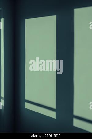 moon light beams through window on room concrete wall Stock Photo