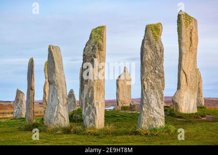 Isle of Lewis and Harris, Scotland: Evening light on the Callanish Standing Stones Stock Photo