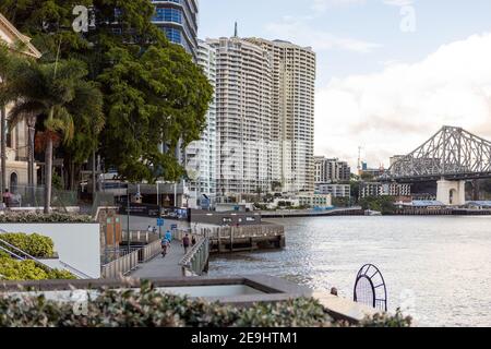 The iconic river walk along the Birsbane river in Brisbane City Queensland on January 31st 2021 Stock Photo