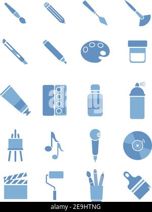 Art tools, illustration, vector on white background. Stock Vector