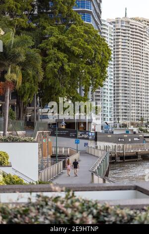 The iconic river walk along the Birsbane river in Brisbane City Queensland on January 31st 2021 Stock Photo