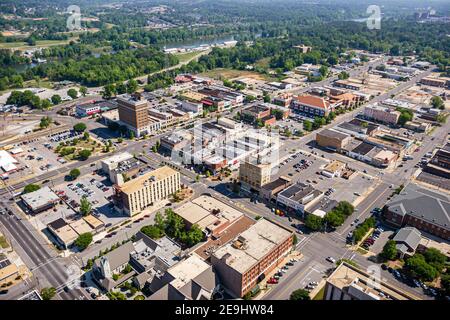 Tuscaloosa Alabama,downtown city center centre,aerial overhead view business district,Black Warrior River, Stock Photo