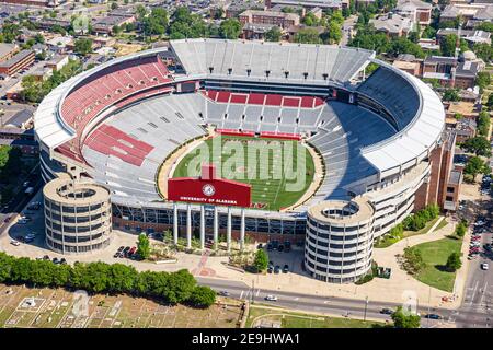 Tuscaloosa Alabama,University of Alabama campus,Bryant Denny Football Stadium aerial overhead view from above Crimson Tide,