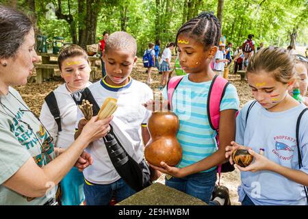 Alabama Moundville Archaeological Park Site,Middle Mississippian Era culture Native American Indian,historical village museum class field trip student Stock Photo