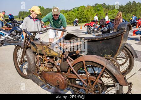 Birmingham Alabama,Barber Vintage Motorsports Museum,Harley Davidson antique motorcycle, Stock Photo