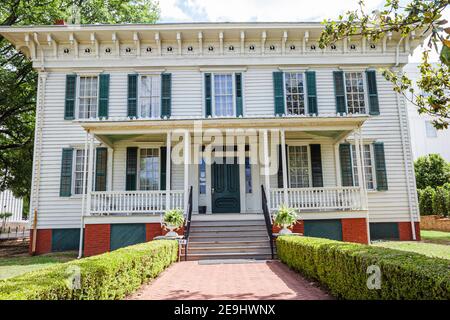 Alabama Montgomery First White House of the Confederacy,Civil War 1835 Italianate style outside exterior front entrance, Stock Photo