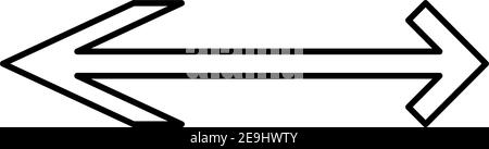 One white arrow pointing to left and right, illustration, vector on white background. Stock Vector