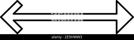 Two arrows in different shapes pointing both ways, illustration, vector on white background. Stock Vector