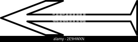 Sharp arrow to the left with a tail, illustration, vector on white background. Stock Vector