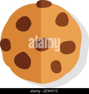 Chocolate chip cookie, illustration, vector on white background. Stock Vector