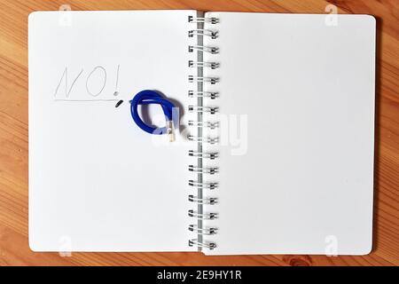 Pencil was broken during no word drawing in a notepad. Emotions and angry concept Stock Photo