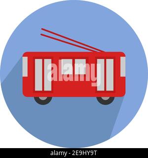 Red tram, illustration, vector on white background. Stock Vector