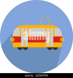 Yellow tram, illustration, vector on white background. Stock Vector