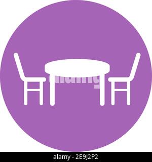 Table and chairs, illustration, vector on white background. Stock Vector