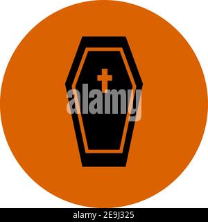 Black coffin, illustration, vector on white background. Stock Vector