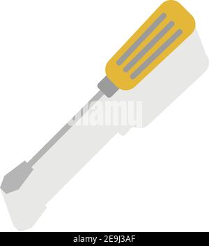 Yellow screwdriver, illustration, vector on white background. Stock Vector